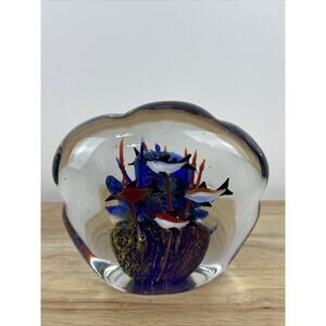 Large Vintage Murano Glass Tropical Fish Aquarium Heavy Paperweight